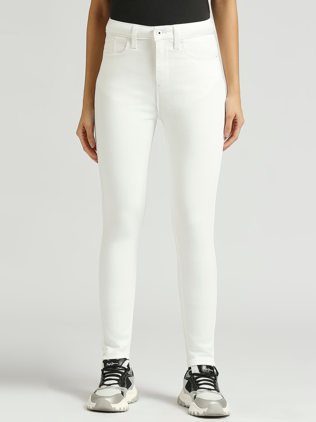 

Pepe Jeans Women Skinny Fit High-Rise Stretchable Jeans, White