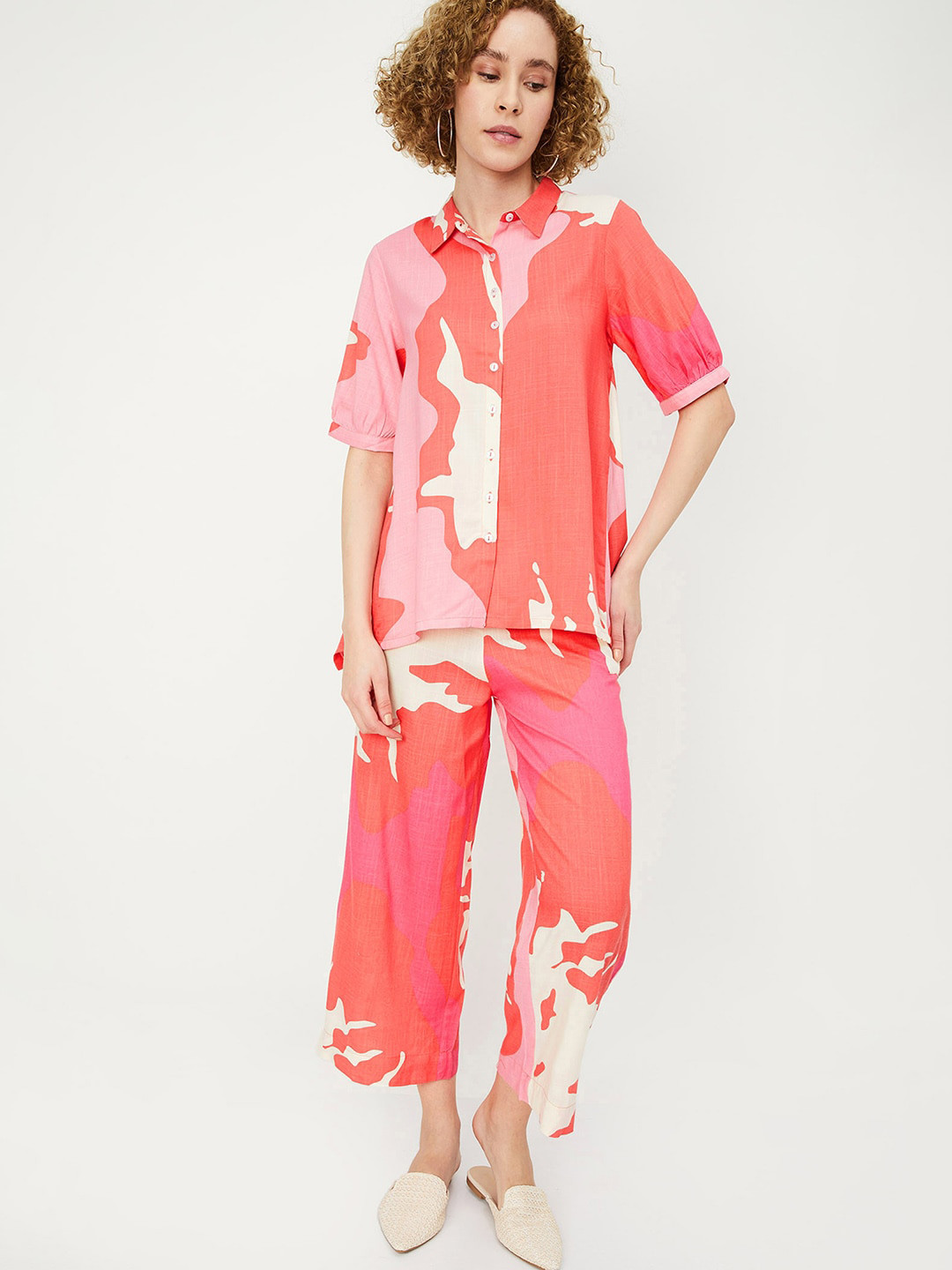 

max Abstract Printed Shirt & Trousers, Red