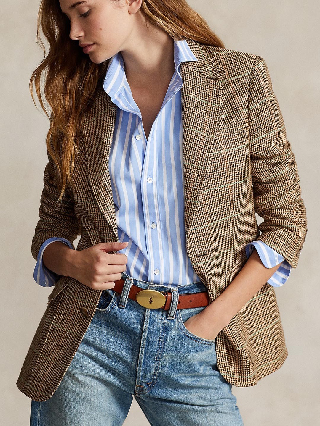 

Polo Ralph Lauren Checked Slim-Fit Single Breasted Casual Blazer, Brown