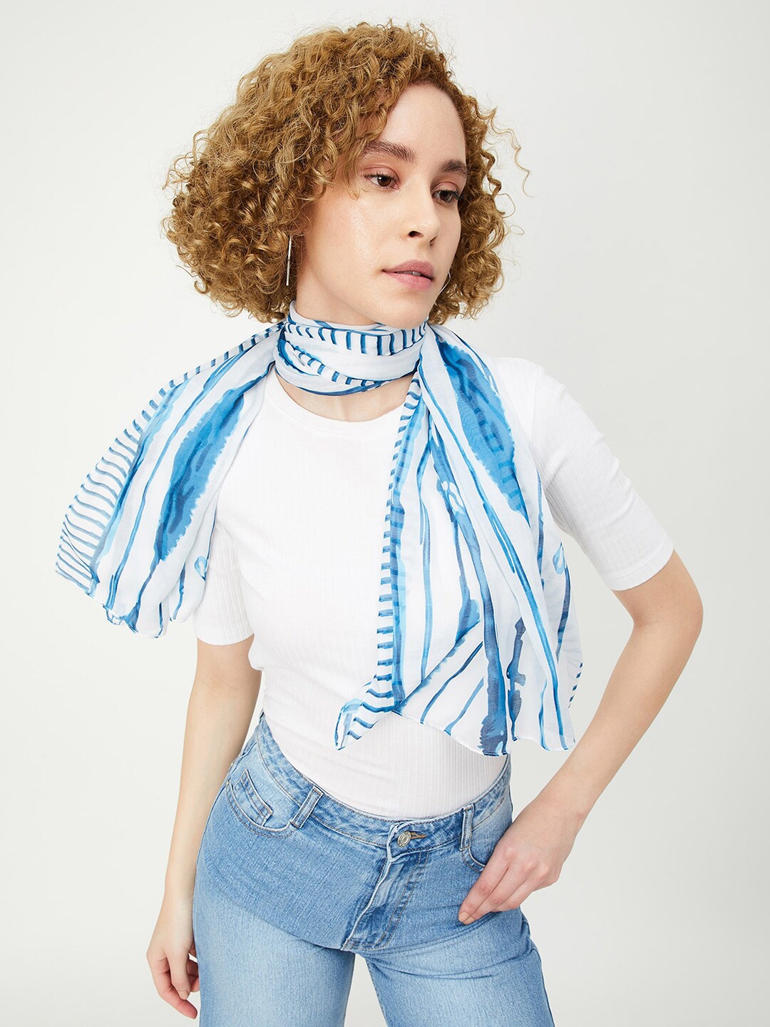 

max Women Printed Scarf, Blue