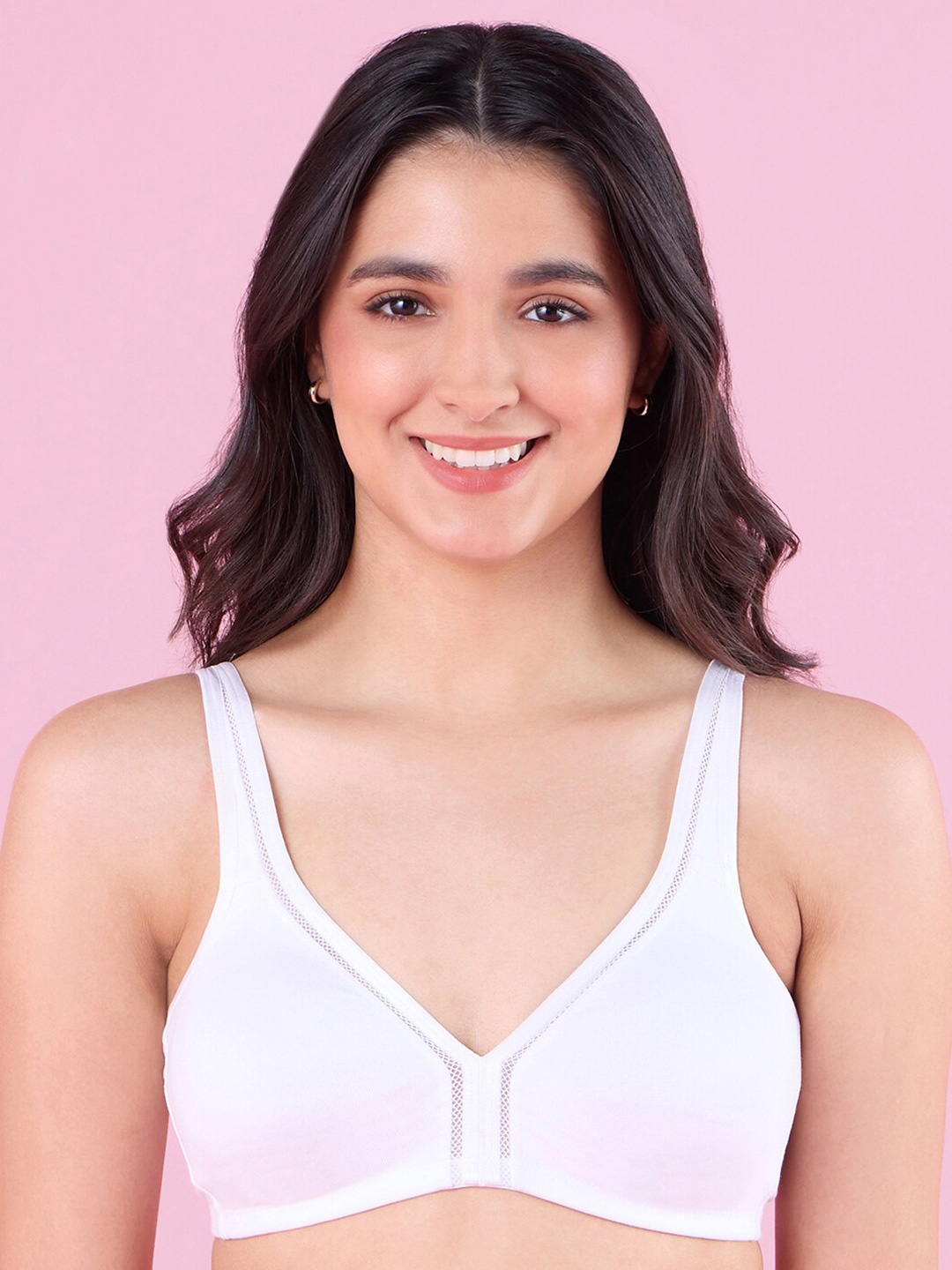 

Nykd Medium Coverage All Day Comfort Super Support Cotton Plunge Bra, White