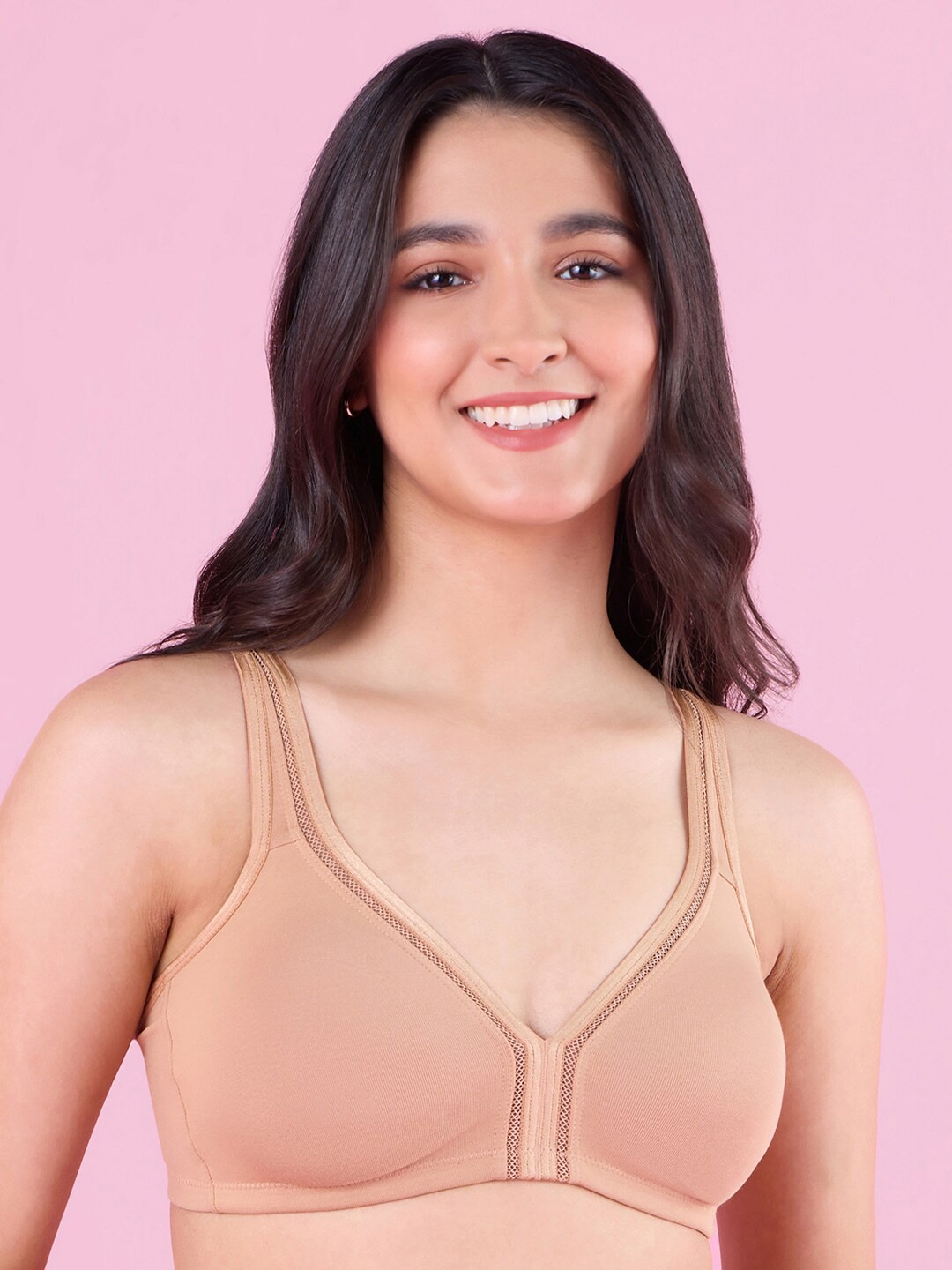 

Nykd Medium Coverage All Day Comfort Super Support Cotton Plunge Bra, Tan