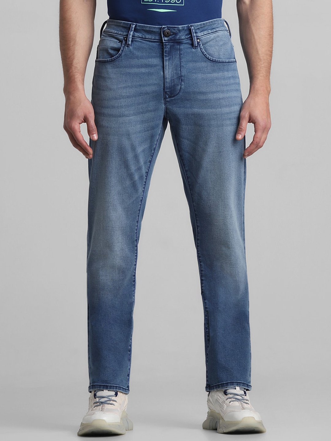 

Jack & Jones Men Clark Heavy Fade Stretchable Jeans, Blue