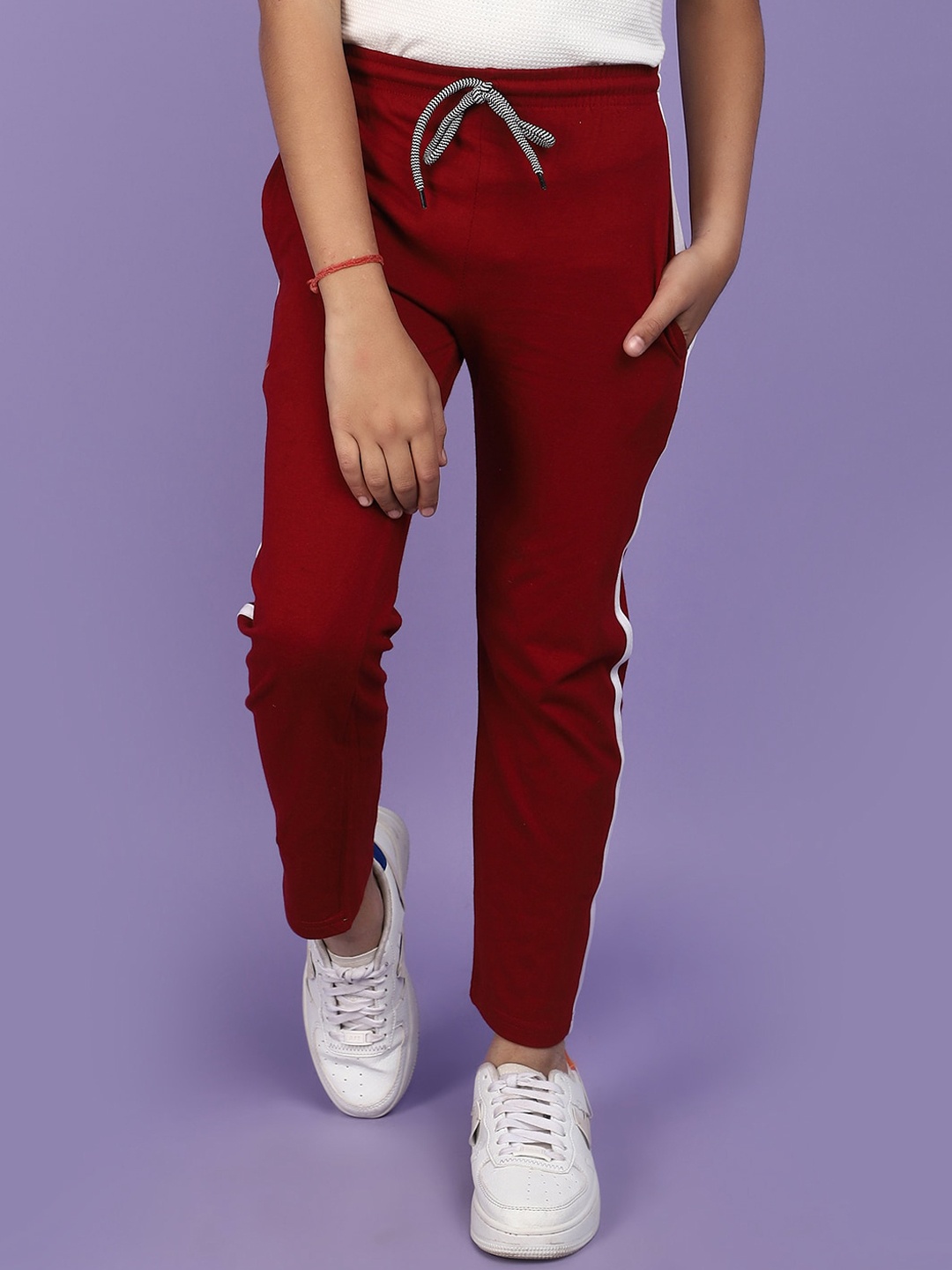 

V-Mart Boys Cotton Mid-Rise Track Pants, Maroon