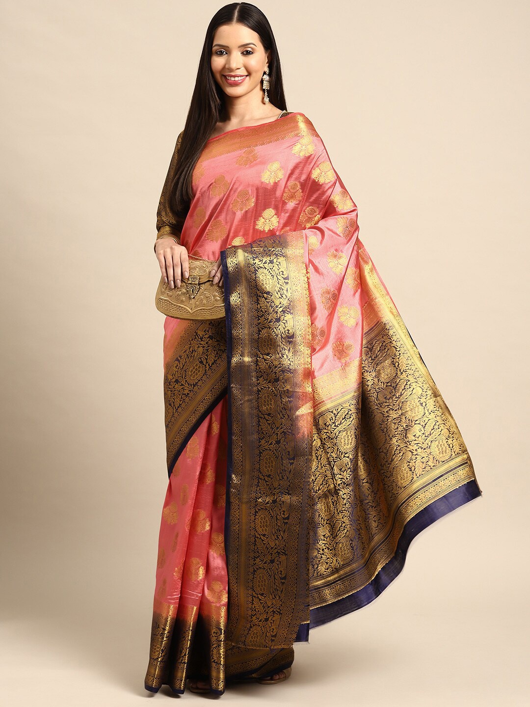 

Mitera Woven Design Zari Banarasi Saree, Pink