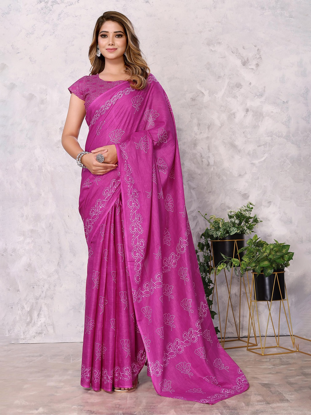 

DIVASTRI Ethnic Motifs Printed Silk Cotton Saree, Pink