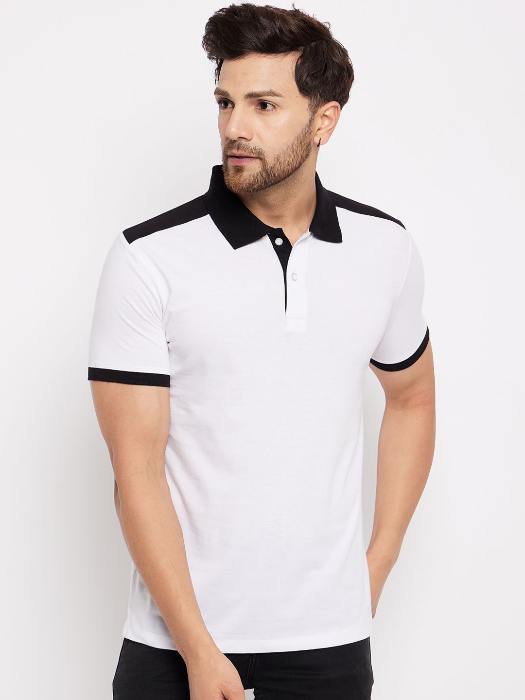

WILD WEST Polo Collar Cotton T-shirt, White