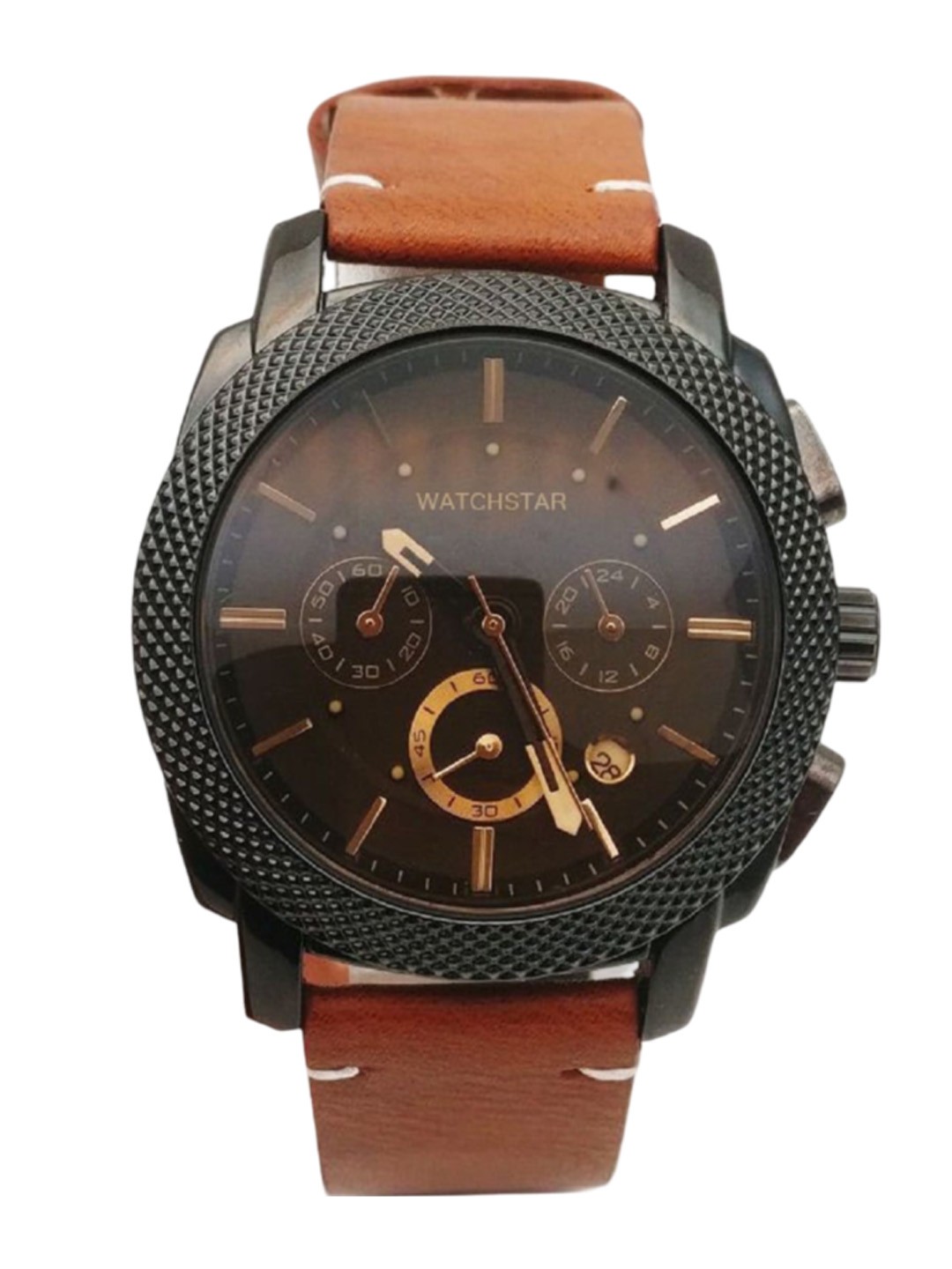 

WATCHSTAR Men Textured Dial & Leather Straps Analogue Watch FL Tan1, Tan