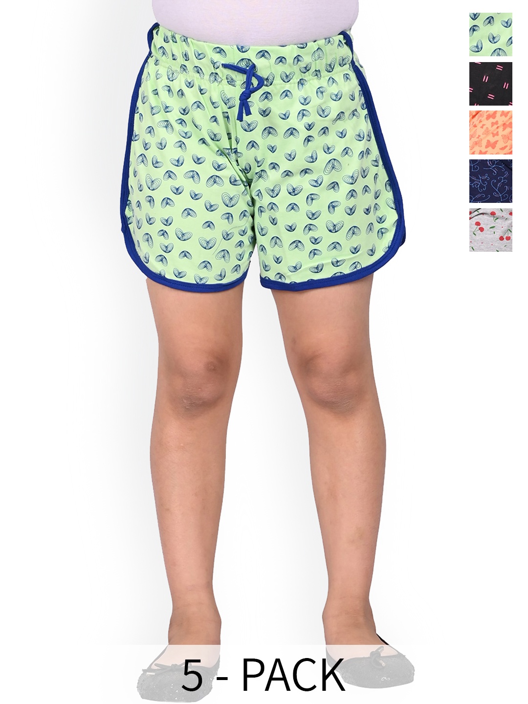 

BAESD Girls Pack of 5 Printed Cotton Hot Pants, Green