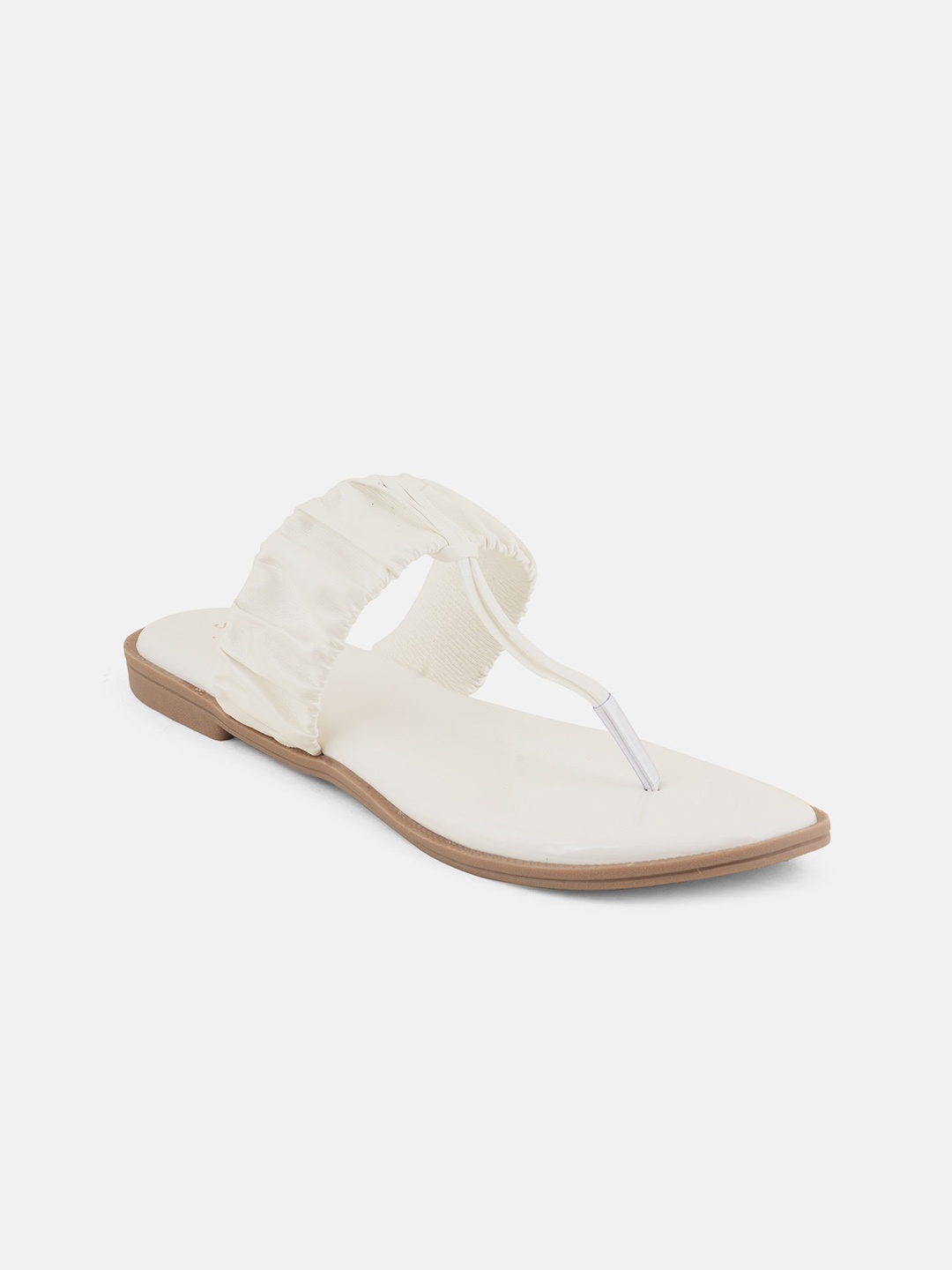 

SCENTRA Textured T-Strap Flats, White