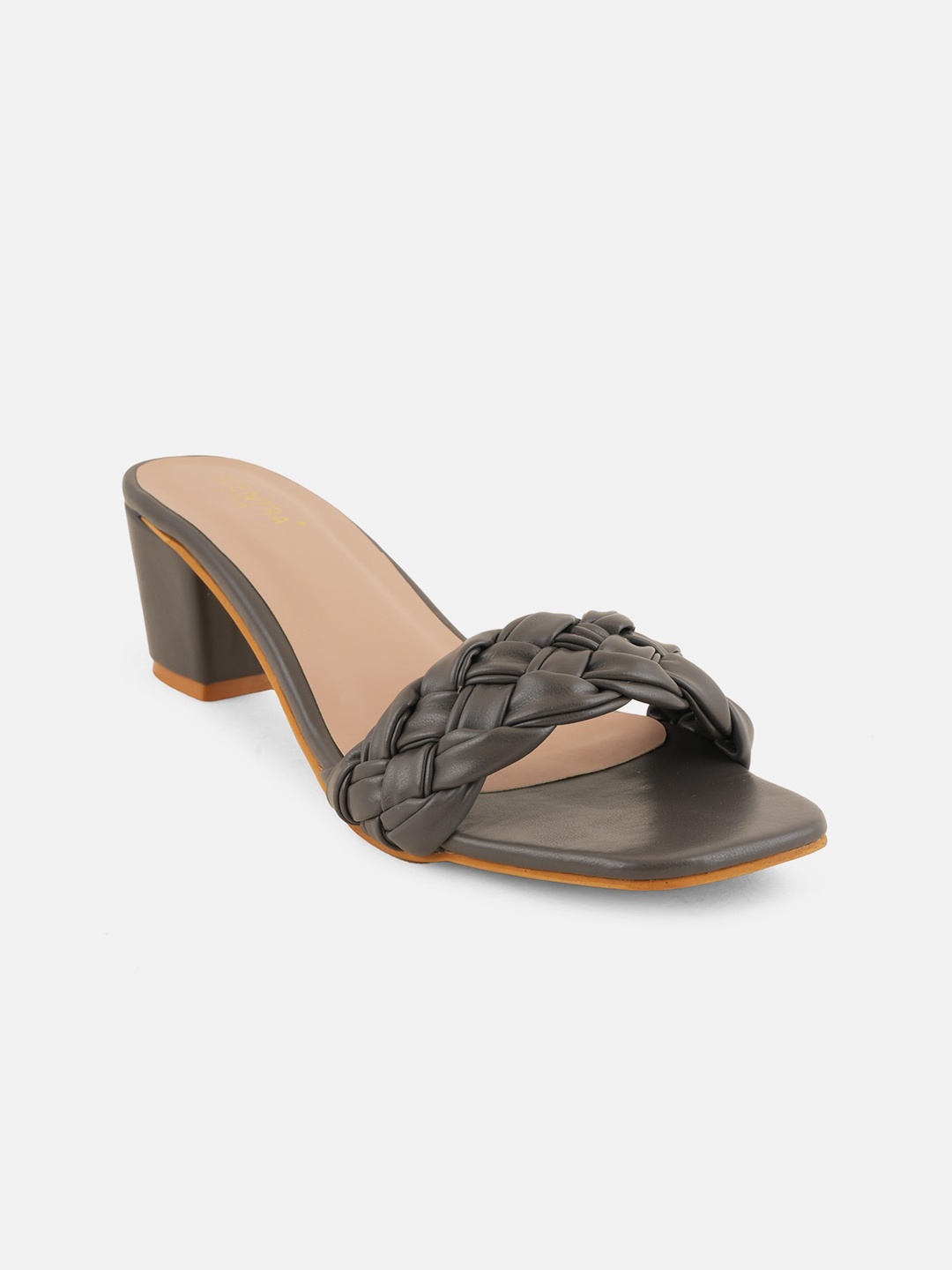 

SCENTRA Textured Open Toe Block Heels, Grey