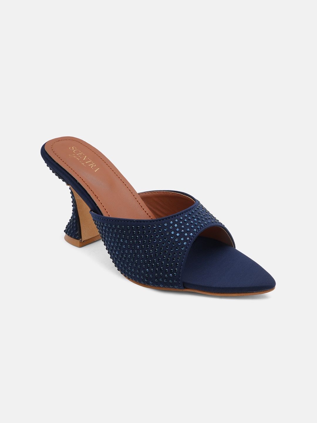 

SCENTRA Embellished Open Toe Block Heels, Blue