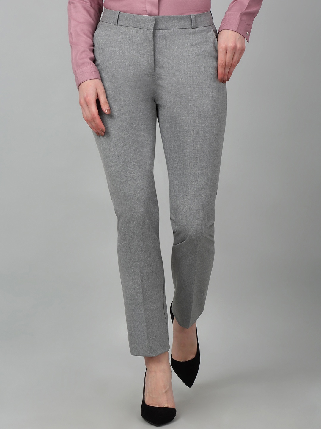 

Cantabil Women High-Rise Formal Trouser, Grey