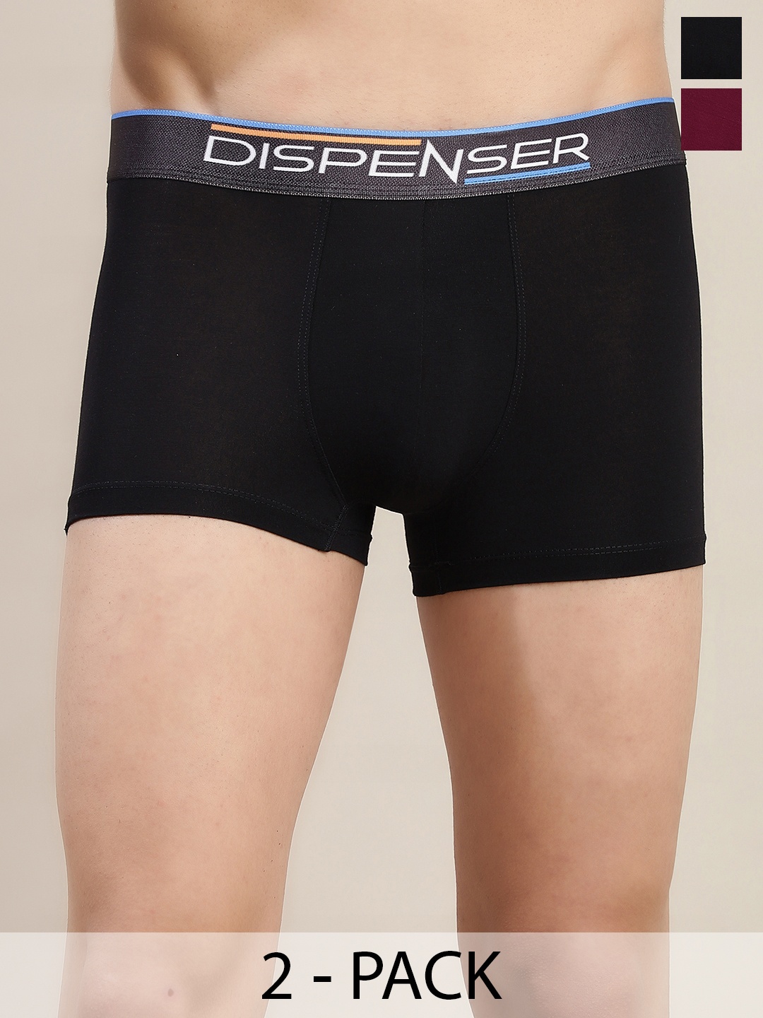 

DISPENSER Pack Of 2 Mid Rise Ultra Soft Trunk S2-Trunk-Black-Maroon-M