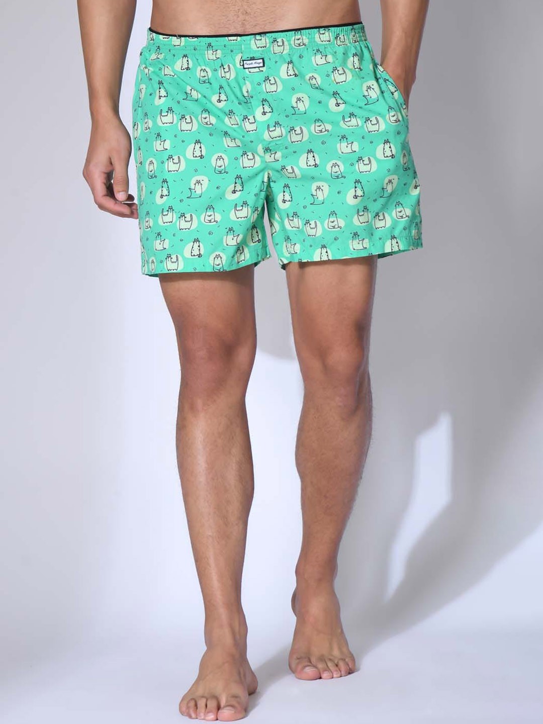 

PURPLEMANGO THE FRUIT OF FASHION Kitty Printed Pure Cotton Boxer, Green