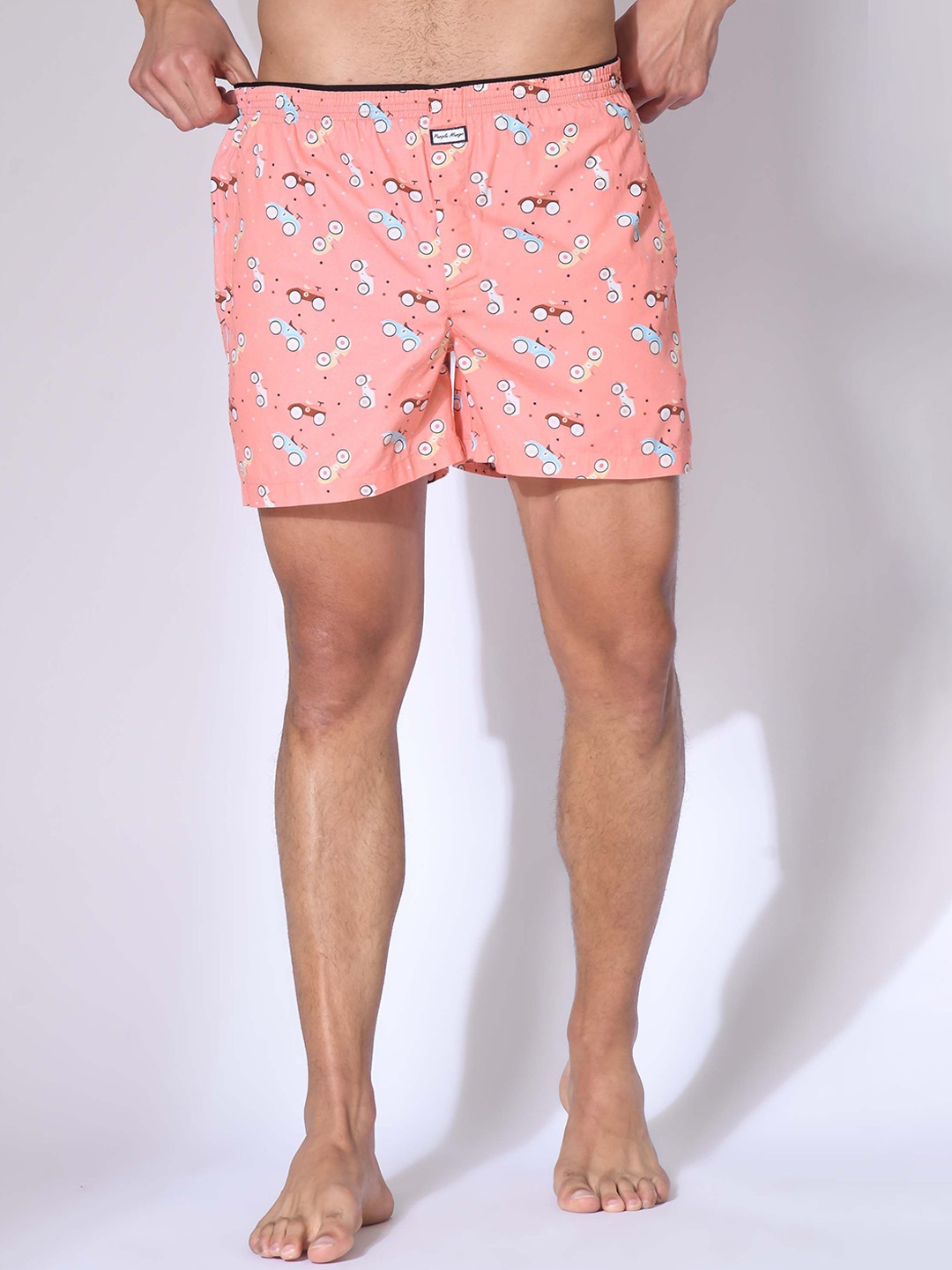 

PURPLEMANGO THE FRUIT OF FASHION Scooter Printed Pure Cotton Boxer, Peach