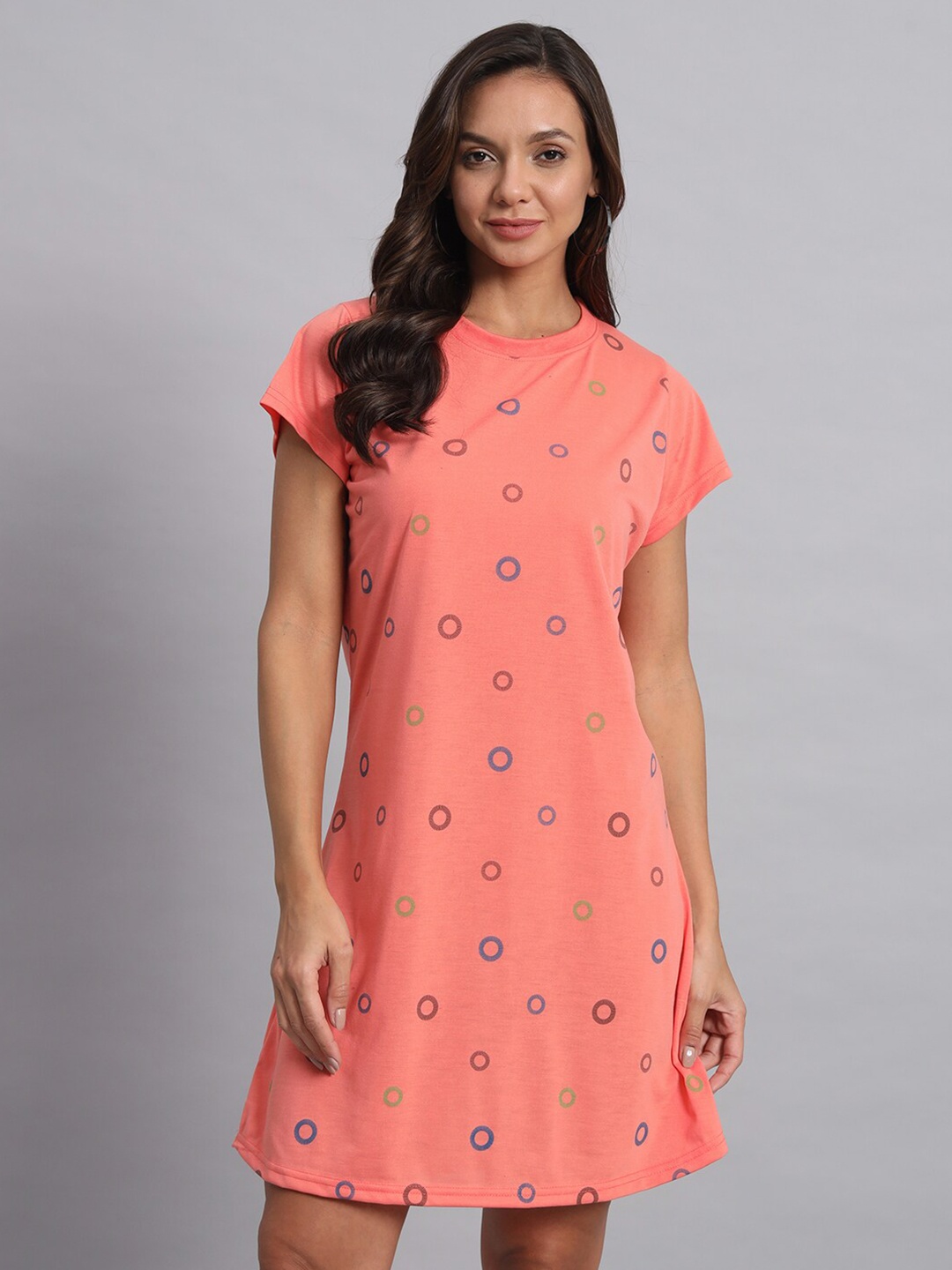 

Obaan Printed A-Line Dress, Peach