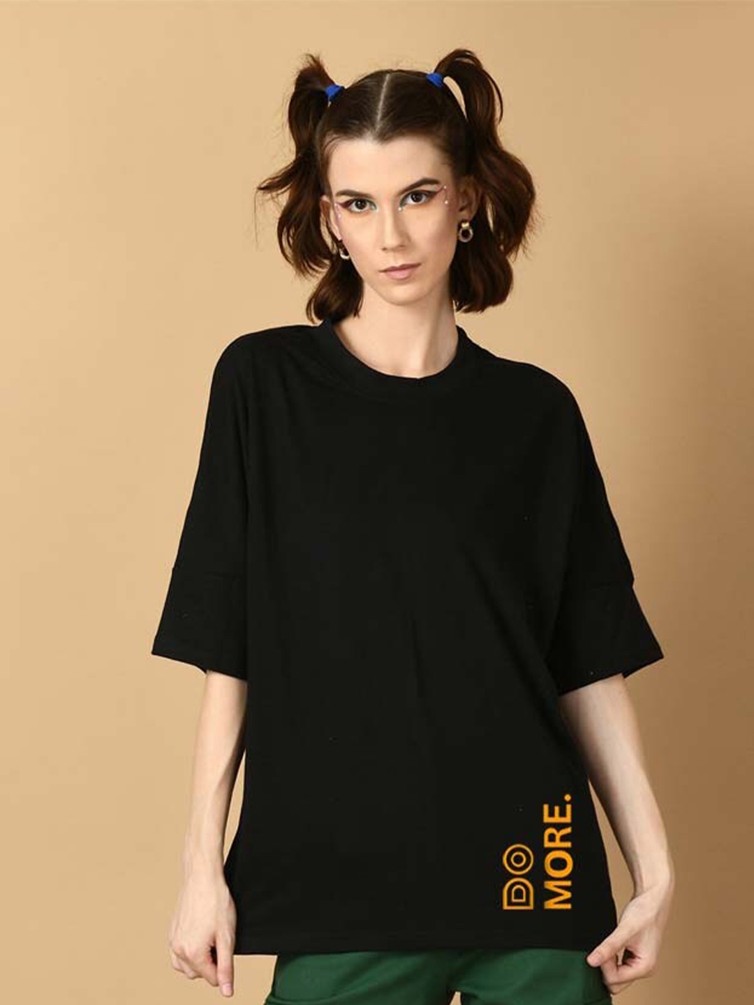 

OFFMINT Drop-Shoulder Sleeves Cotton Relaxed Fit T-shirt, Black