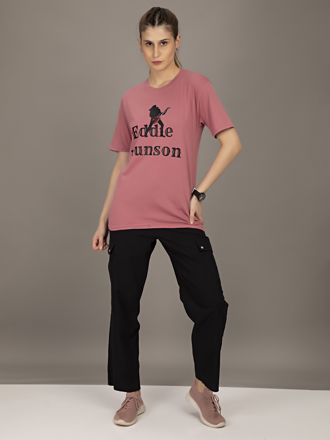 

STHULAS Eddle Munson Printed Pure Cotton T-Shirt, Pink