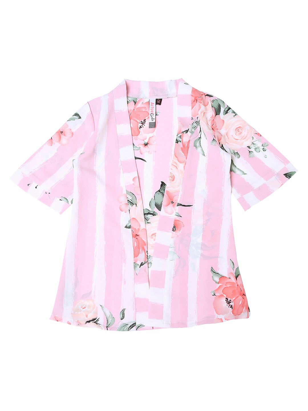 

Actuel Girls Floral Printed Spaghetti Crop Top With Jacket, Pink
