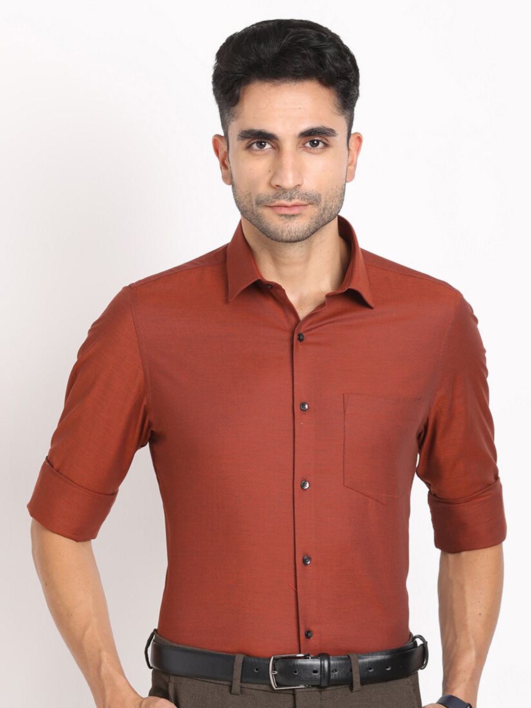 

Turtle Standard Slim Fit Long Sleeves Cotton Formal Shirt, Maroon