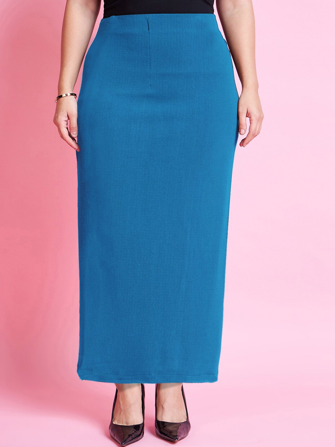 

Purple Feather Back Slit Pencil Maxi Skirt, Blue