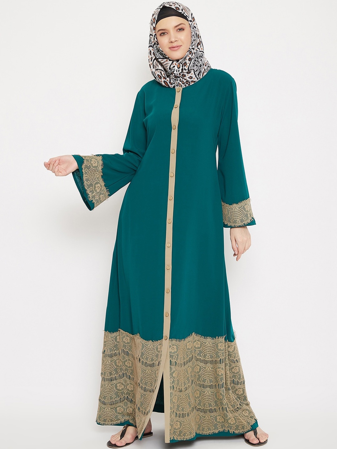 

MOMIN LIBAS Abaya Burqa With Lace work, Green