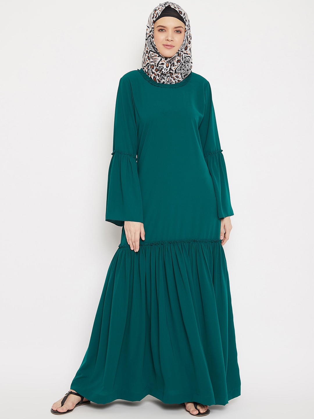 

MOMIN LIBAS Abaya Burqa With Flared Bottom, Green