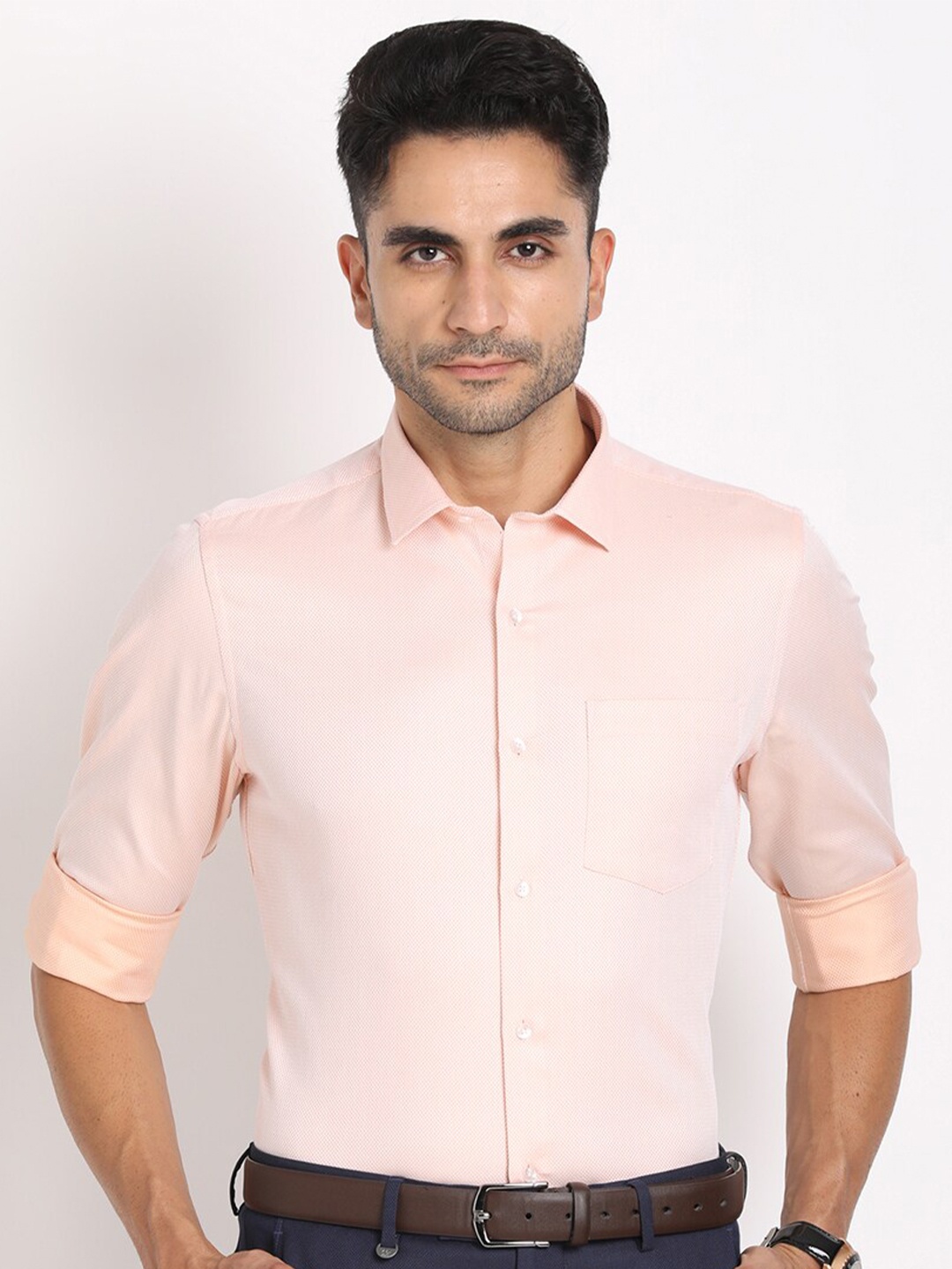 

Turtle Standard Slim Fit Opaque Pure Cotton Formal Shirt, Pink