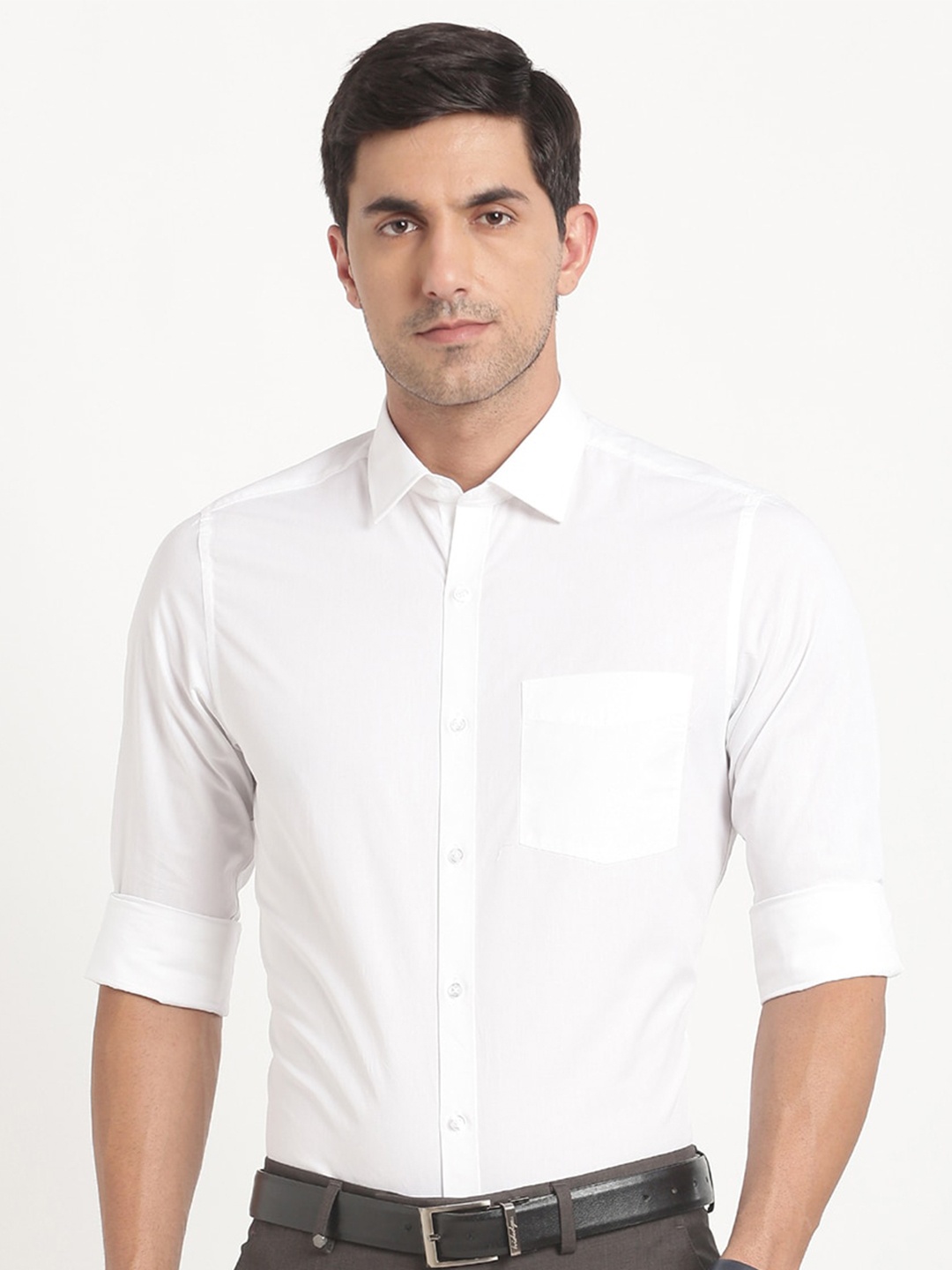 

Turtle Standard Slim Fit Opaque Pure Cotton Formal Shirt, White