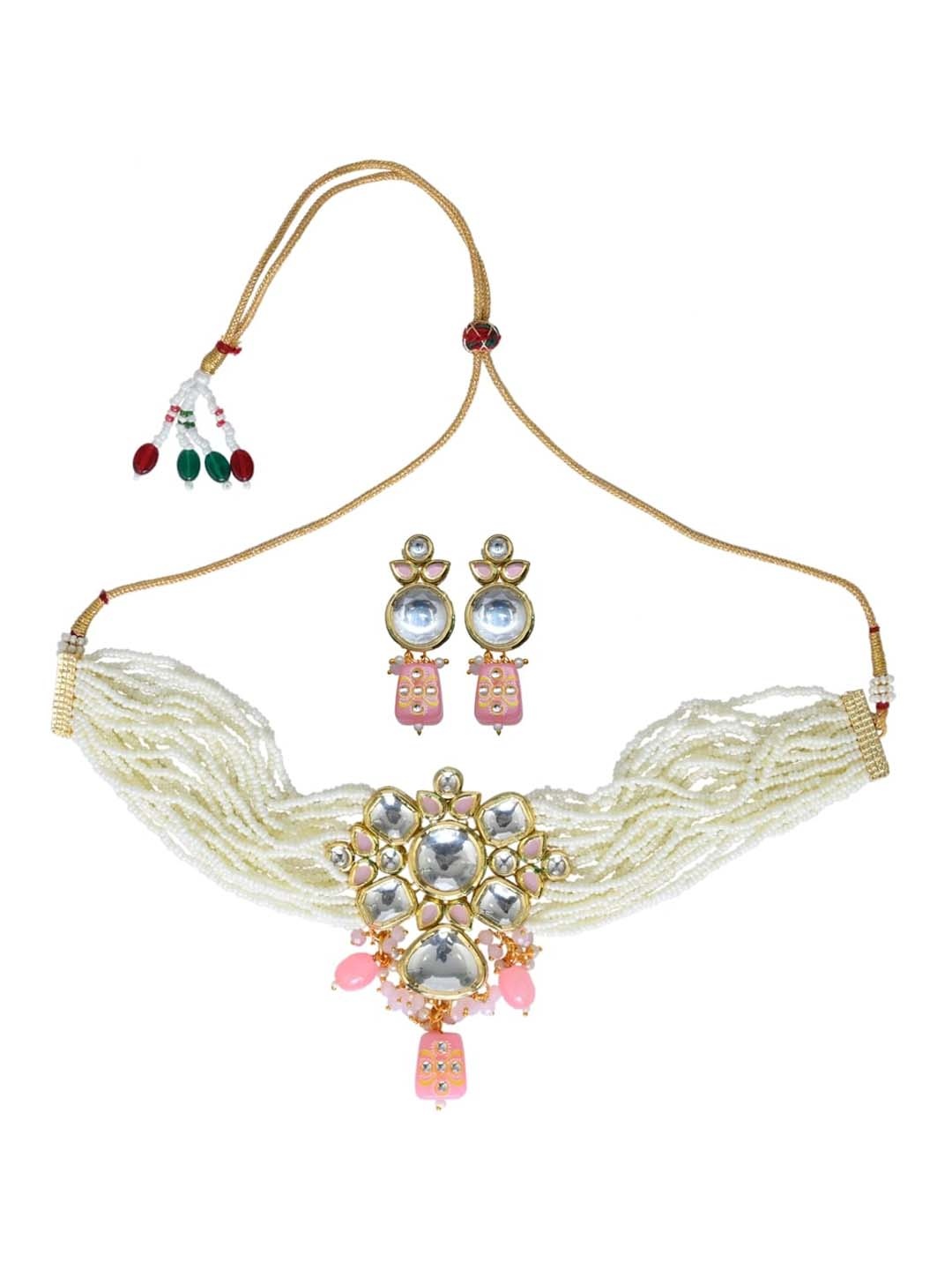 

Anvik Gold Plated Stones Studded & Beaded Jewellery Set