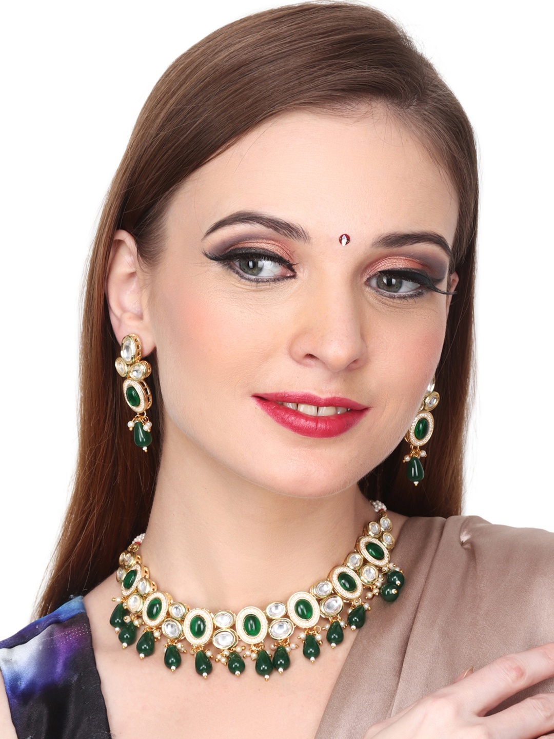 

Anvik Gold-Plated Kundan-Studded & Beaded Jewellery Set