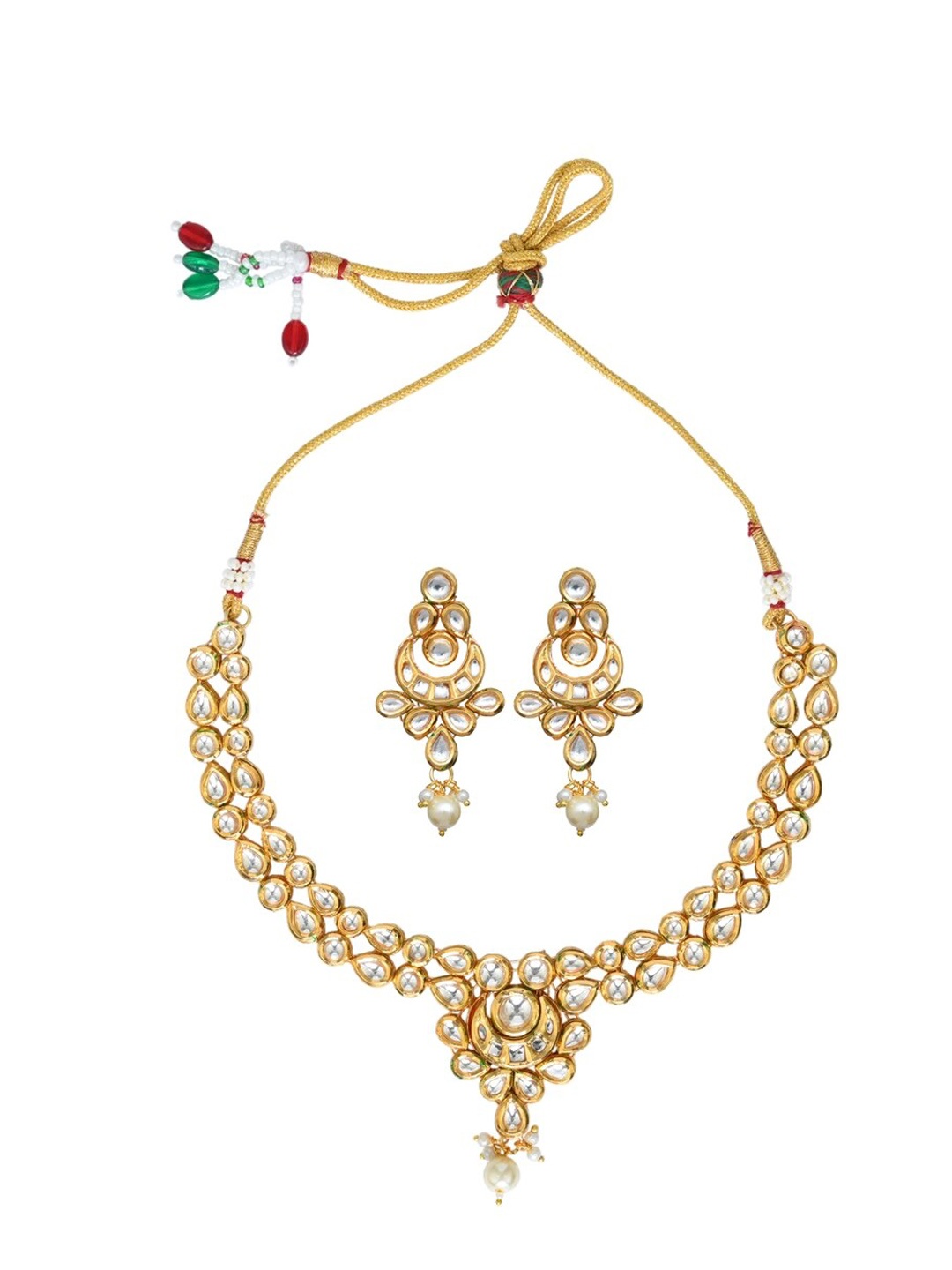 

Anvik Gold-Plated Kundan-Studded & Beaded Jewellery Set