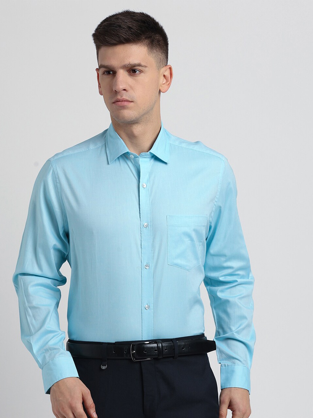 

Turtle Standard Opaque Cotton Formal Shirt, Blue