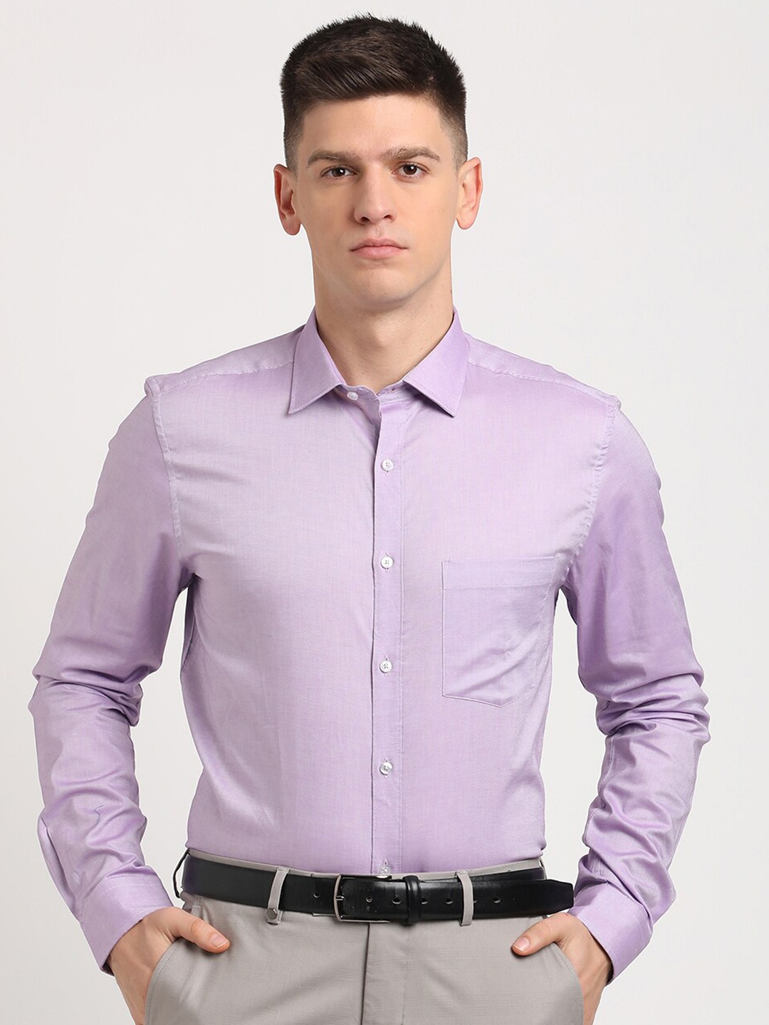 

Turtle Standard Fit Spread Collar Cotton Formal Shirt, Purple