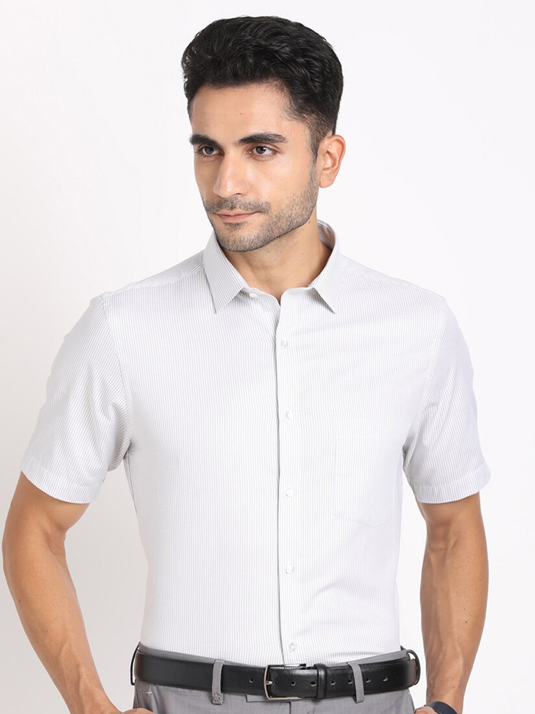 

Turtle Standard Fit Spread Collar Cotton Formal Shirt, White