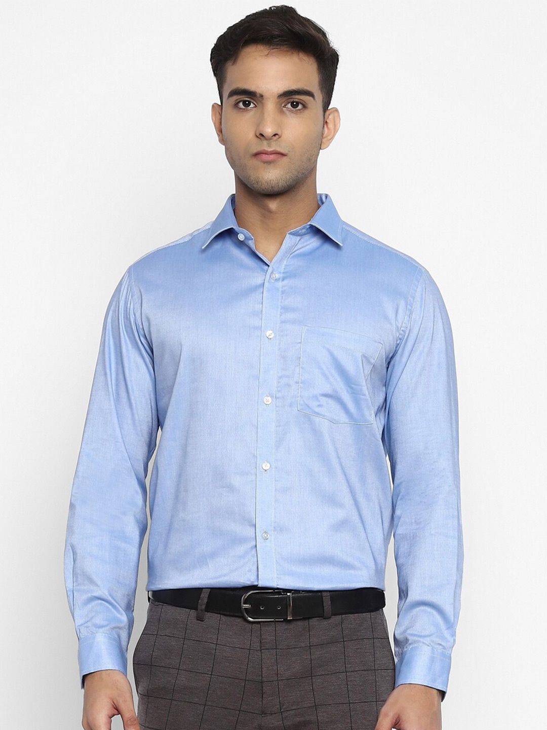 

Turtle Standard Fit Spread Collar Cotton Formal Shirt, Blue