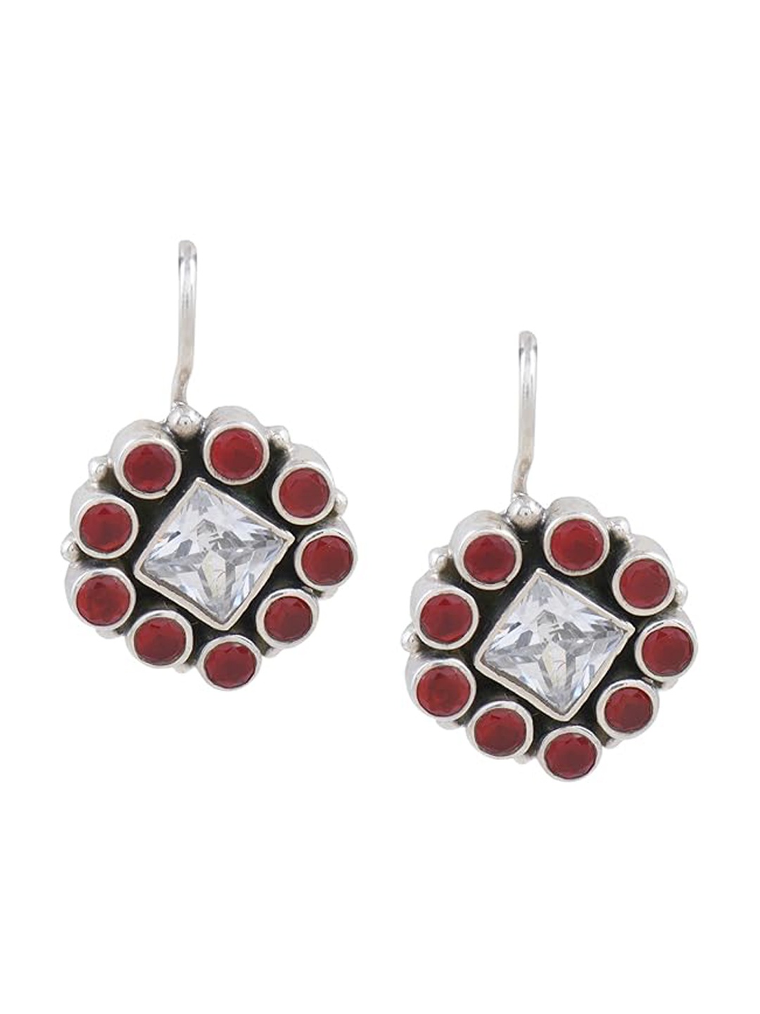 

Silverwala 925 Silver Stones Studded Drop Earrings
