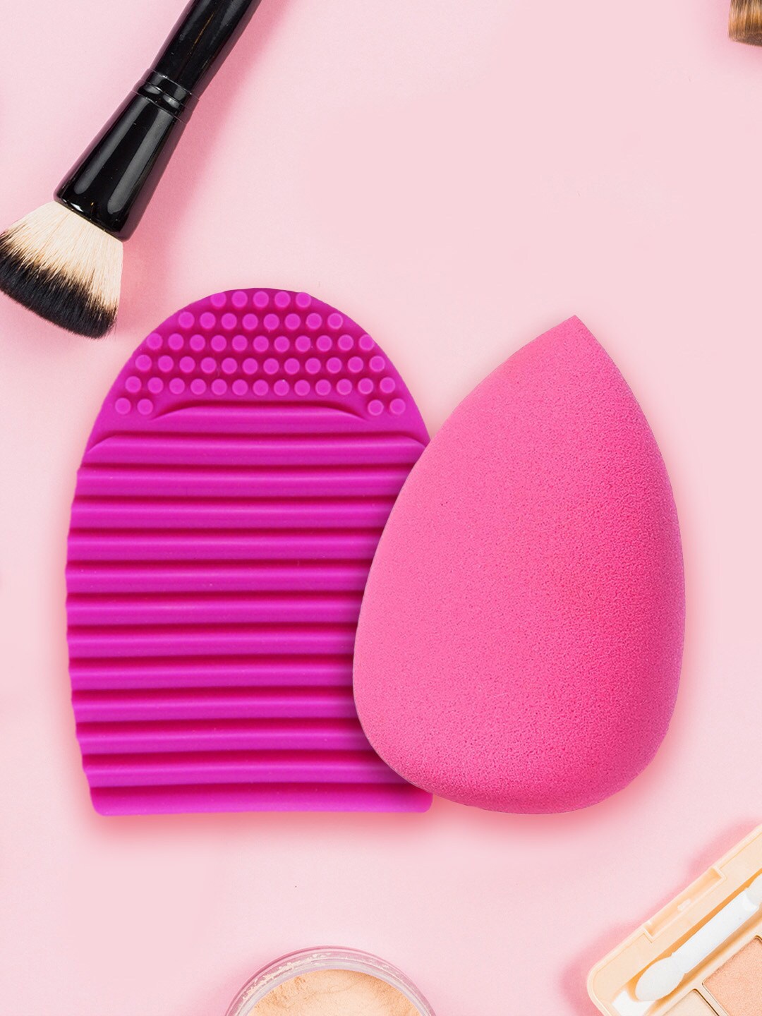 

MATRA Makeup Brush Cleaner Egg & Beauty Makeup Sponge Combo - Pink