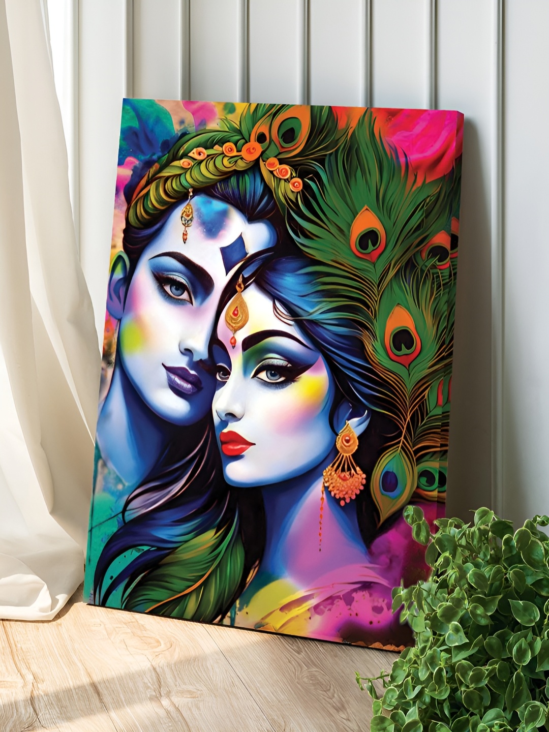 

Art Street Green & Blue Canvas Religious Wall Painting
