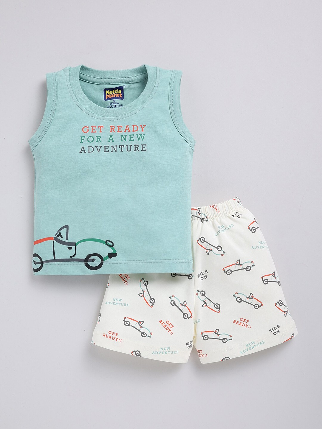 

Nottie Planet Boys Printed T-shirt with Shorts, Green