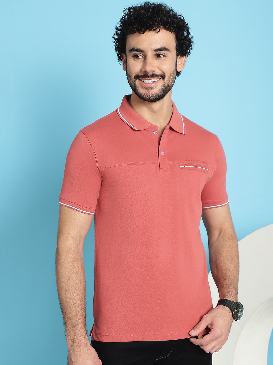 

VENITIAN Polo Collar Cotton Slim Fit T-shirt, Maroon