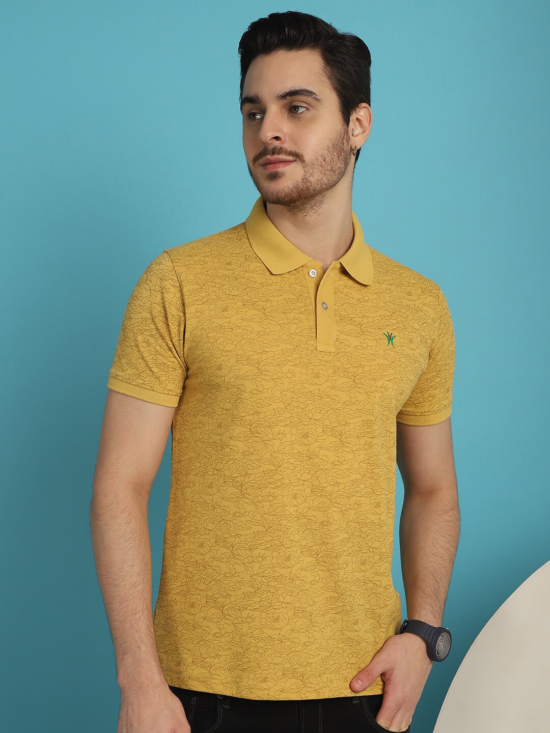 

VENITIAN Polo Collar Cotton Slim Fit T-shirt, Yellow