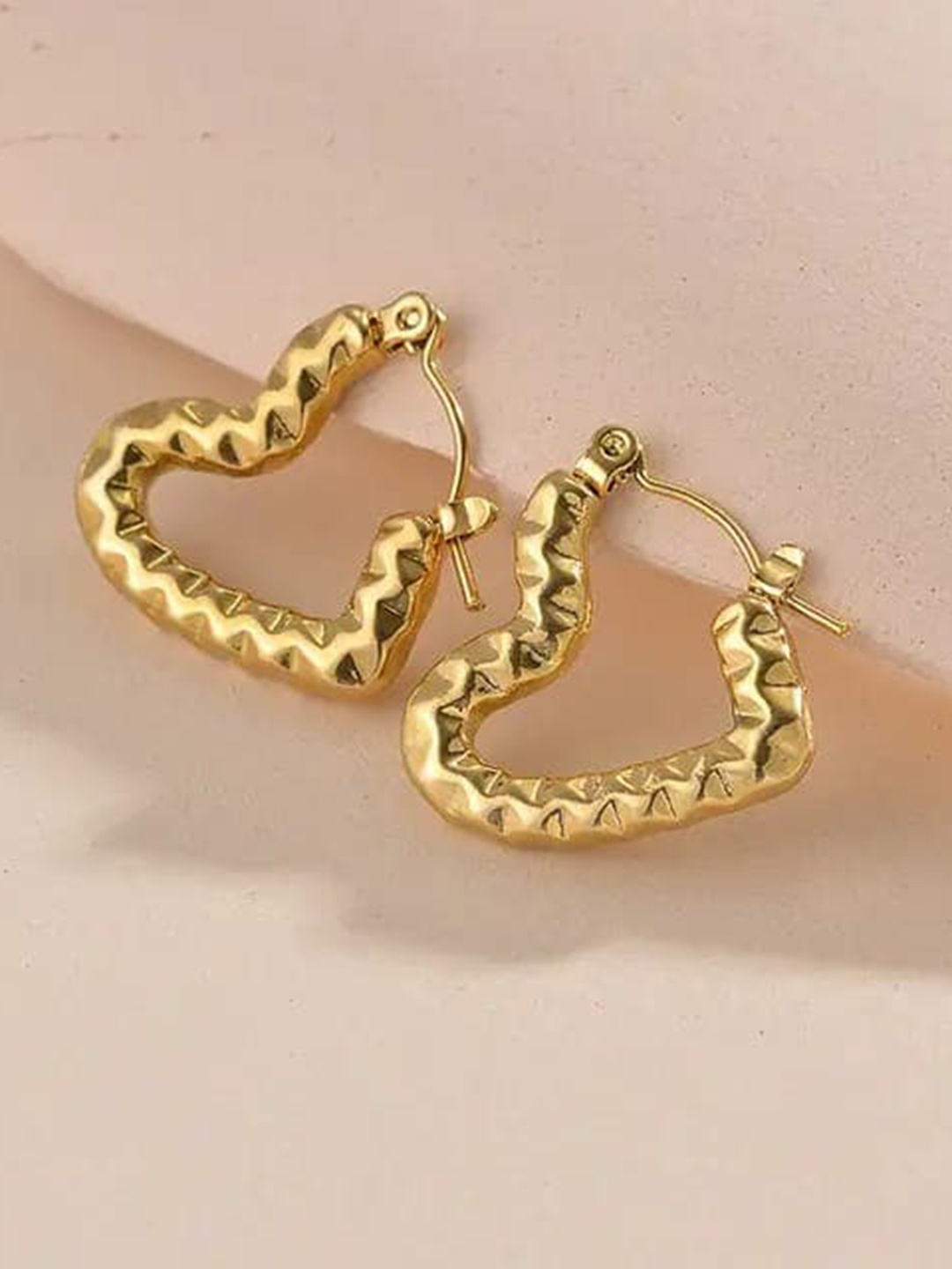 

KRYSTALZ Stainless Steel Gold Plated Heart Shaped Hoop Earrings