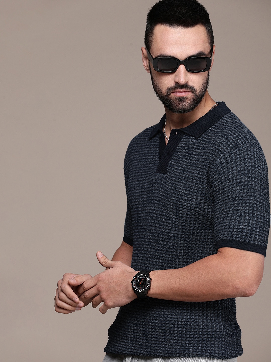 

Roadster Men Polo Collar Pure Cotton T-shirt, Black