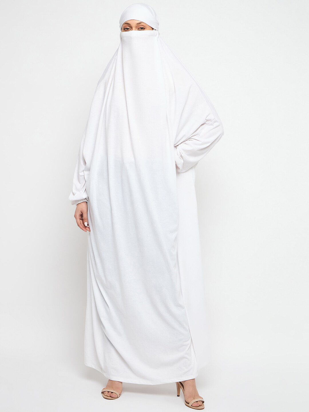NABIA Cotton Fabric Jilbab Abaya Burqas, White