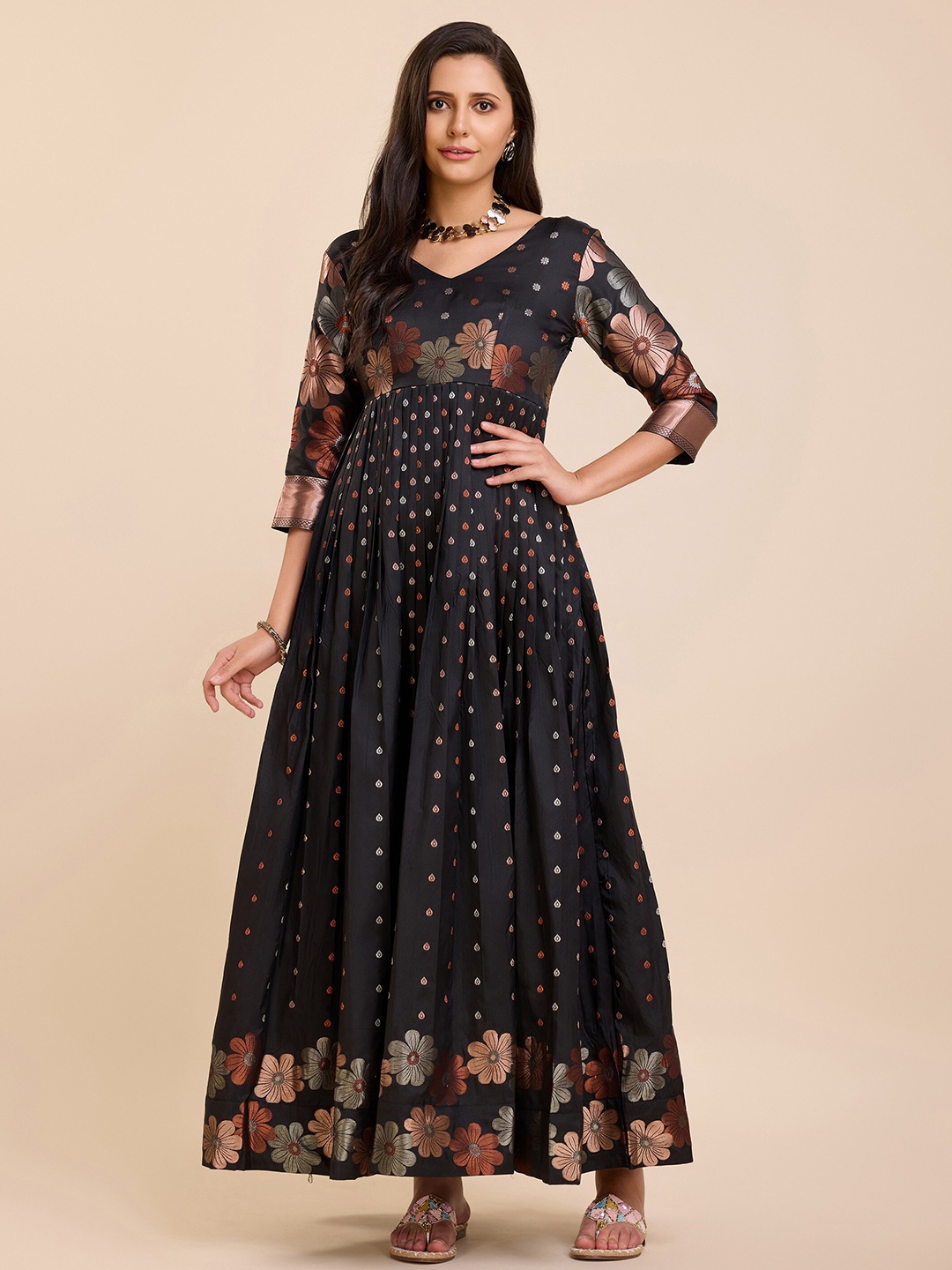 

Tasarika Ethnic Motifs Print Maxi Dress, Black