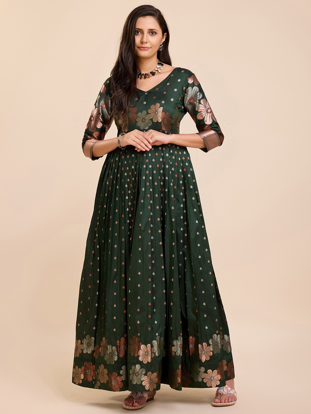 

Tasarika Ethnic Motifs Print Maxi Dress, Green