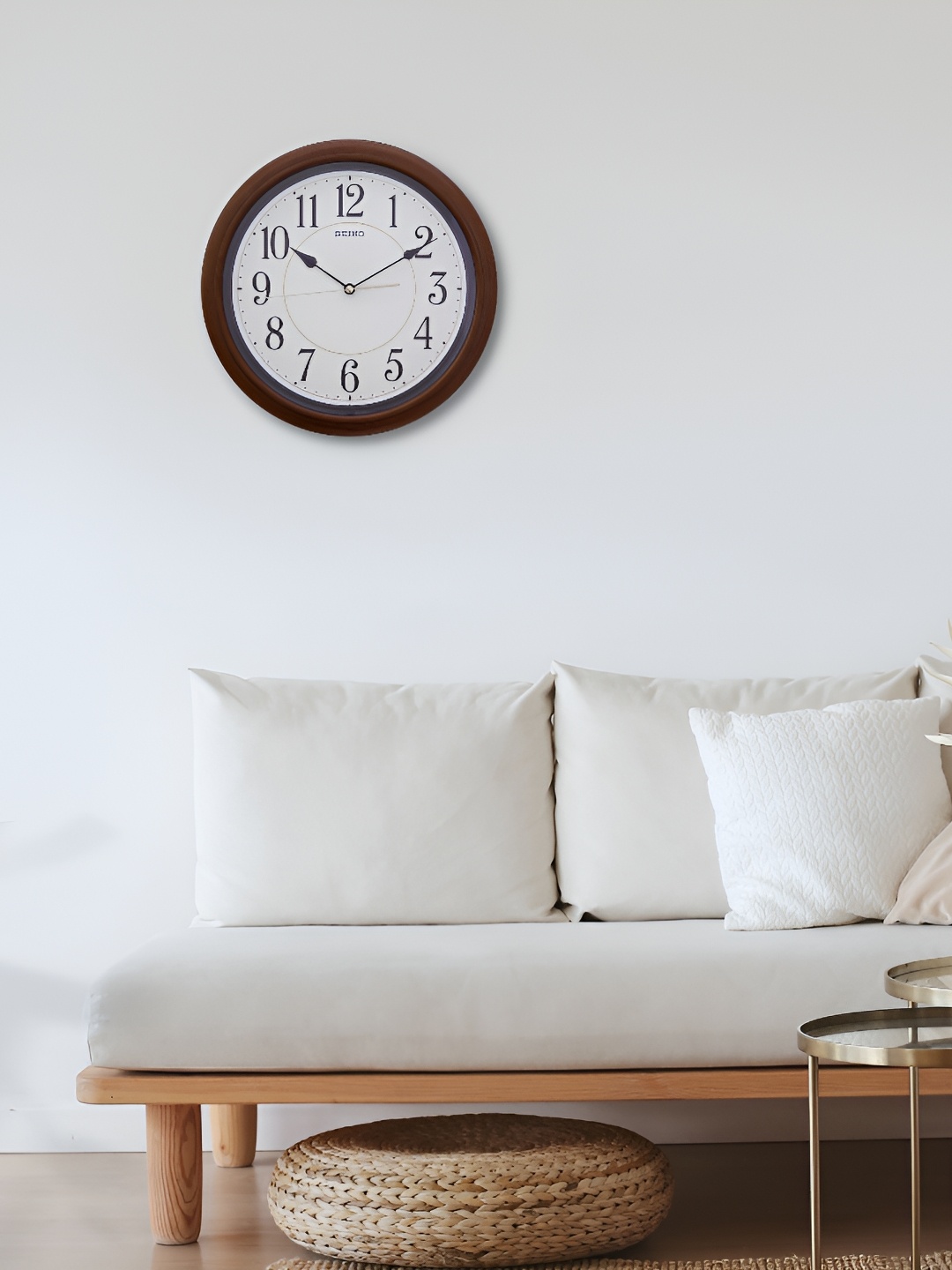 

SEIKO Brown & White Printed Round Traditional Wall Clock