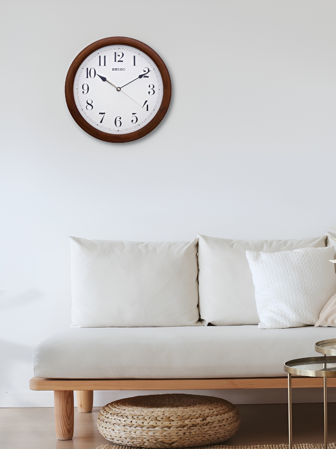 

SEIKO Brown & White Printed Round Wooden Traditional Wall Clock